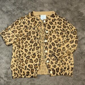 Crewcuts - Kid’s 100% Merino Wool Leopard-Print Button Cardigan, Size - 3 (Sm)
